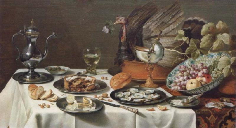Pieter Claesz Style life with turkey